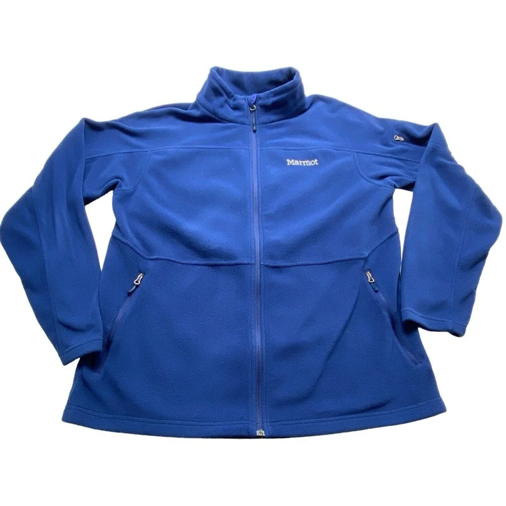 MARMOT Men Polartec Fleece Jacket Mock Neck Full‎ Zip Sz XL Blue Outdoors 13-16